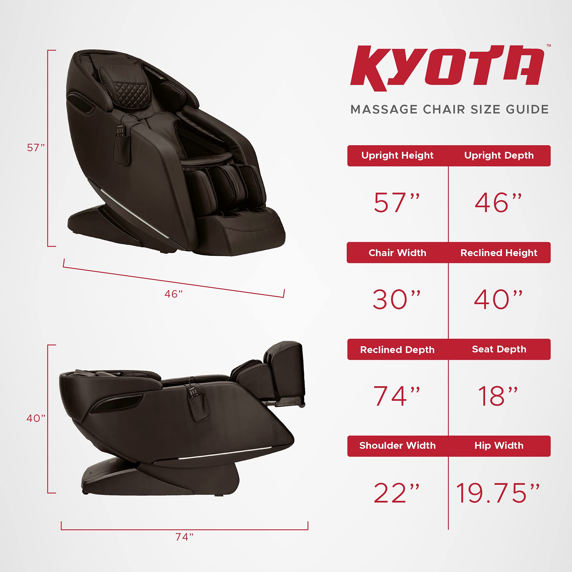 Kyota M380 Genki Massage Chair, Black, Modern Style, Zero-Gravity Recliner, Shiatsu Massage, Voice Controlled, Chromotherapy Lights, 50 x 30 x 40 inches, 200 lbs Weight Capacity