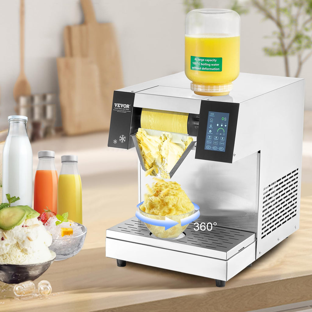 VEVOR Commercial Snowflake Ice Machine, 397LBS/24H Snowflake Ice Maker, Stainless Steel Ice Shaver Machine, Electric Snow Cone Maker, Liquid Cooling System for Rapid Heat Dissipation, Ice Cream