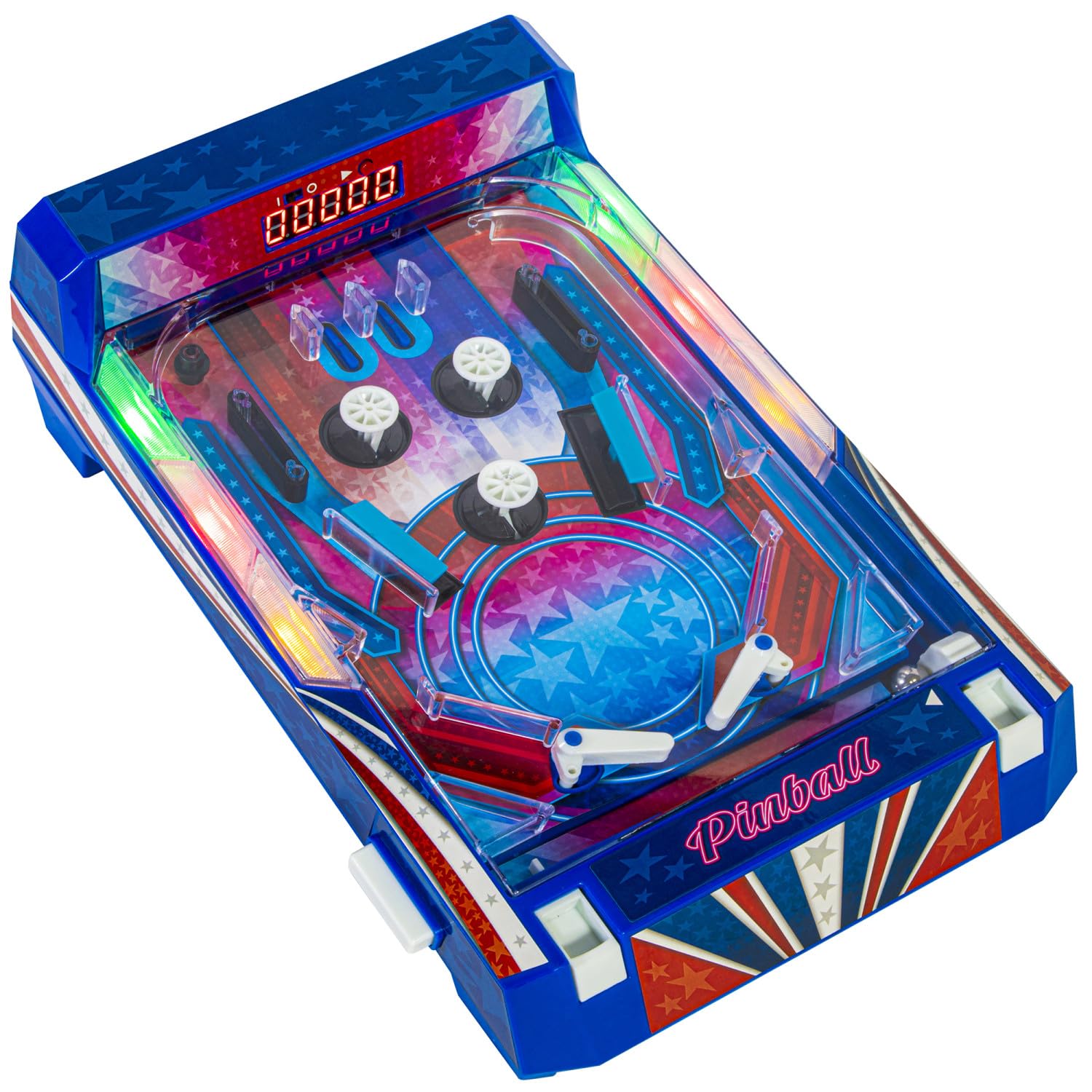 Merchant Ambassador Retro Arcade Electronic: Pinball - Tabletop Game, Vibrating Bumpers, LED Lights, Sound Effects, 1 Player, Ages 6+