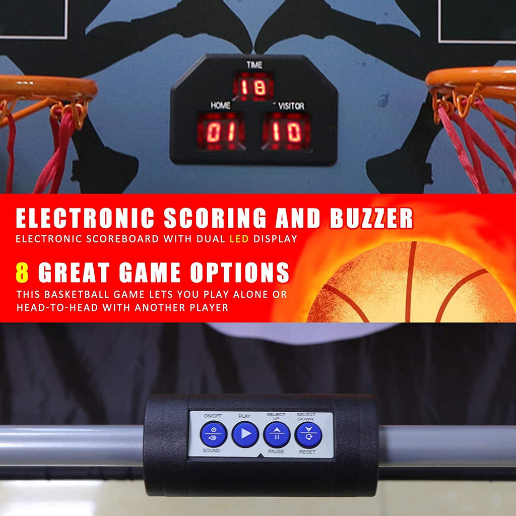 JupiterForce Foldable Indoor Basketball Arcade Game, Electronic Dual Shot Basketball Hoop Arcade Game Machine with 4 Balls and LED Scoring for 2 Players Home Play, Adults