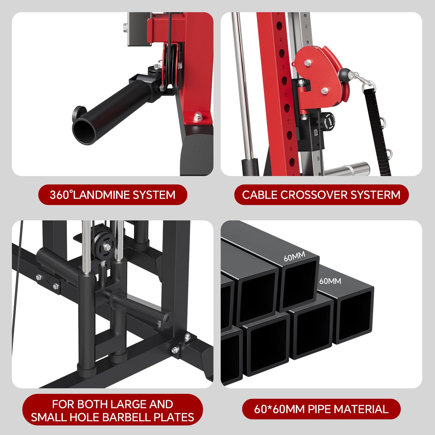 SPART Workout Station Angled Smith Machine with Bench,Cage System-Home Gym Multifunction Rack,Workout Equipment with Smith Bar, LAT Pull-Down Systems, Cable Crossover Machine and Cable Attachment