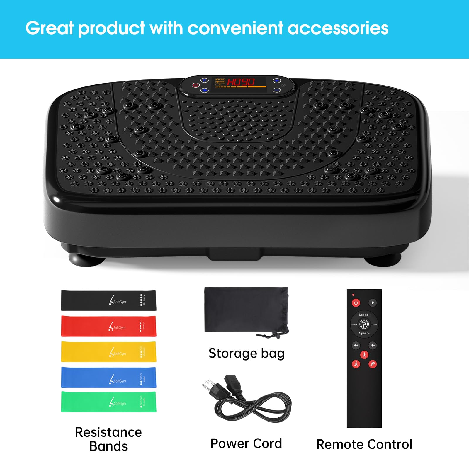 SoftGym Waver Vibration Plate Exercise Machine for Lymphatic Drainage Weight Loss,120 Speed Levels Vibrating Platform with Resistance Bands,Full-Body Workout Equipment for Muscle Toning