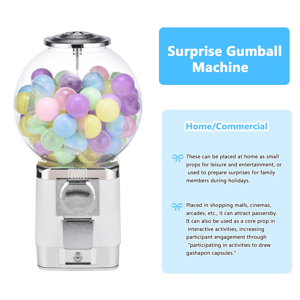 50mm Ball Classic Bubble Capsule Toys Dispenser Vending Machine Vending Machine Twister Ball Dispenser Gumball Machine for Retail,Amusement Parks(Color:White)