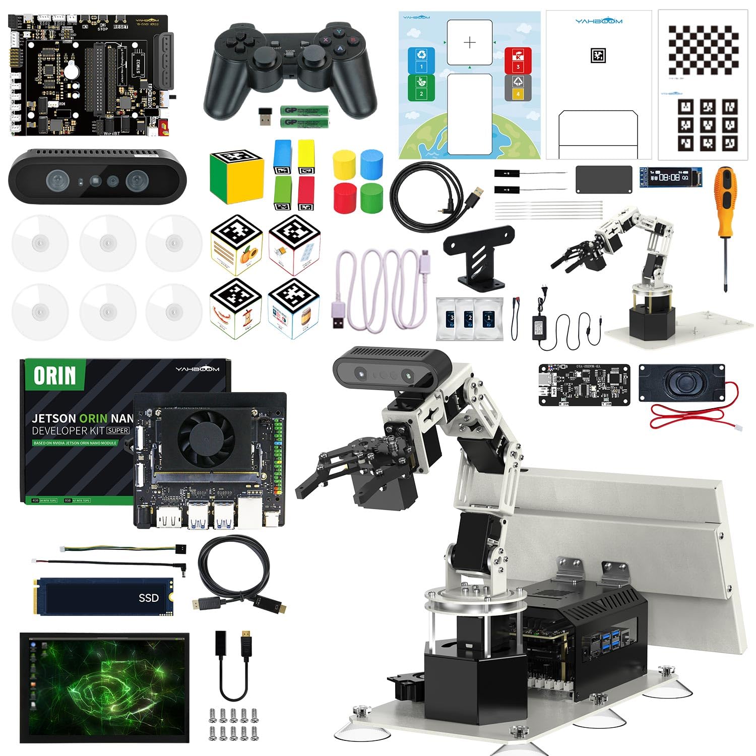 Yahboom ROS2 Robot Car Ackerman Steering Chassis,AI Visual Recognition Embodied Intelligence AI for Jetson Nano B01 4GB,AI Voice Interaction(Superior Ver with Nano-4GB)