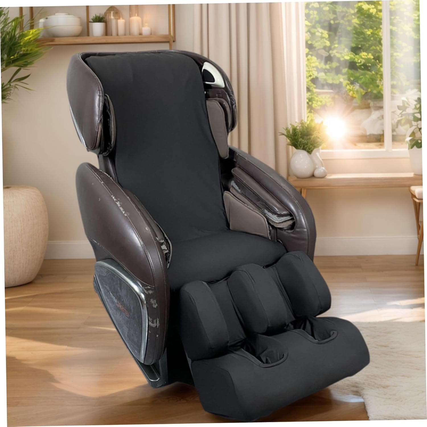 Full Body Massage Chair Cover-Shiatsu Slipcover Recliner Chair Cover,Universal Washable Stretch Fabric Armchair Slipcovers,Dust Protection Sofa Covers,Brown,Body
