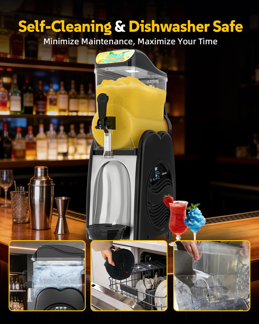 30L Commercial Slushie Machine, 2 Tank Margarita Machine, 80 Grande Cups Slushy Machine with Auto Clean, 8 Gal LED Frozen Drink Machine for Business, Mobile Bar, Party, Restaurant, 800W Fast Cooling