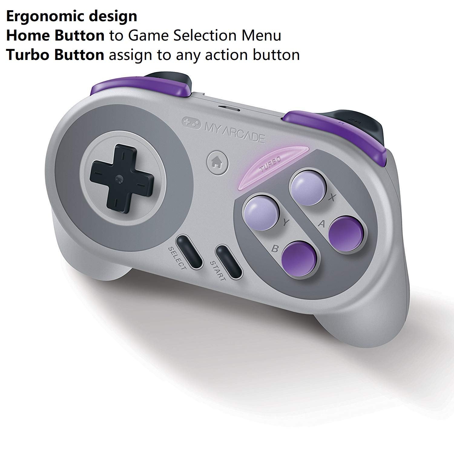 My Arcade Super Gamepad - Wireless Gaming Controller for Nintendo SNES Classic, NES Classic, Super Famicom, Wii, Wii U (Super NES Colors)