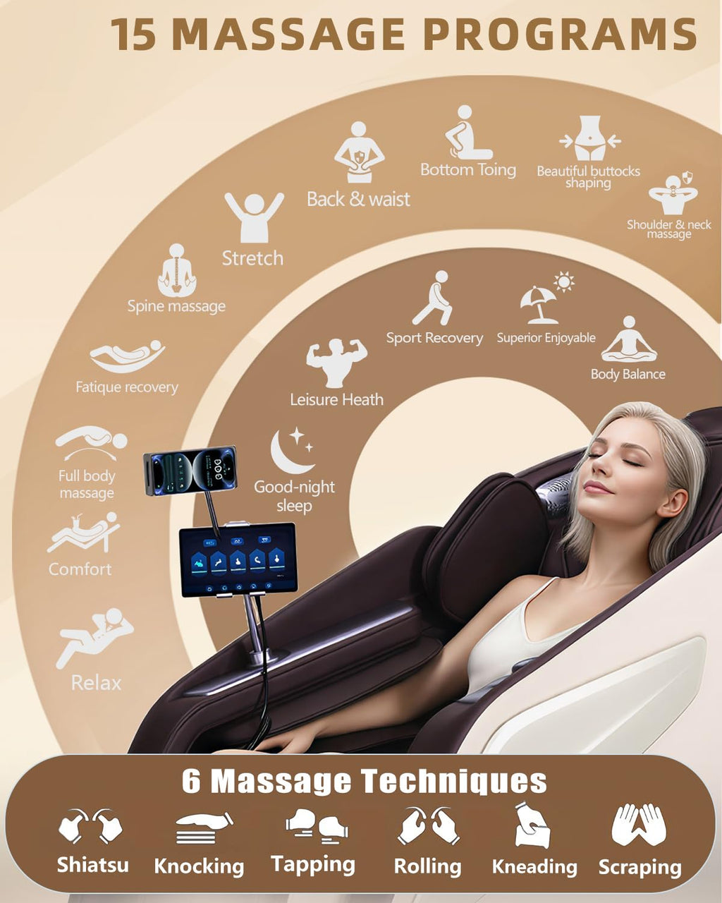 Full Body Zero Gravity Massage Chair with Body Scan 4D Intelligent Shiatsu Strecth Massage, Back/Leg Heated with AI Voice Control Bluetooth Speaker Airbags SL Track Massage Black