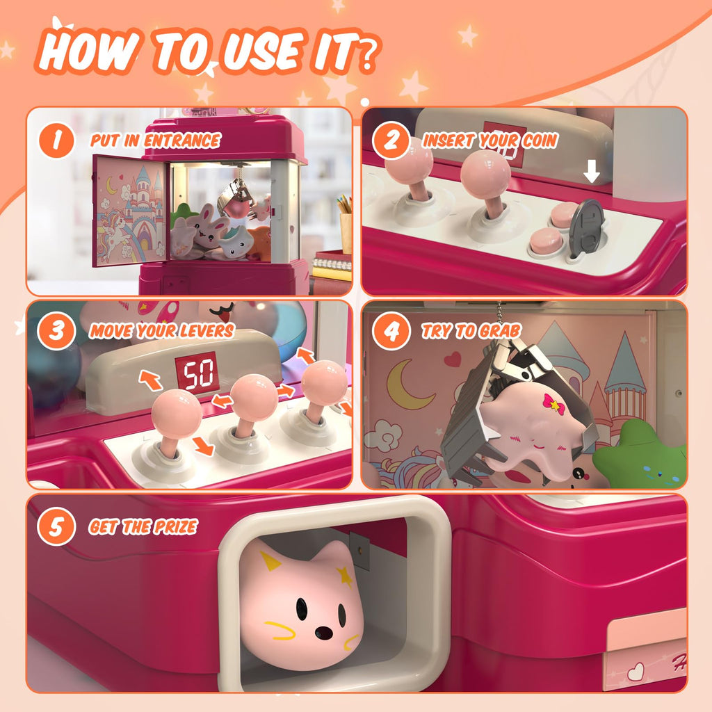 Skirfy 15” Claws Machines for Kids Adults with Sound Light, Vending Machine Candy Grabber Prize Dispenser Toys, Unicorns Claws Machines Electric Control,Birthday Girl Toys Gift