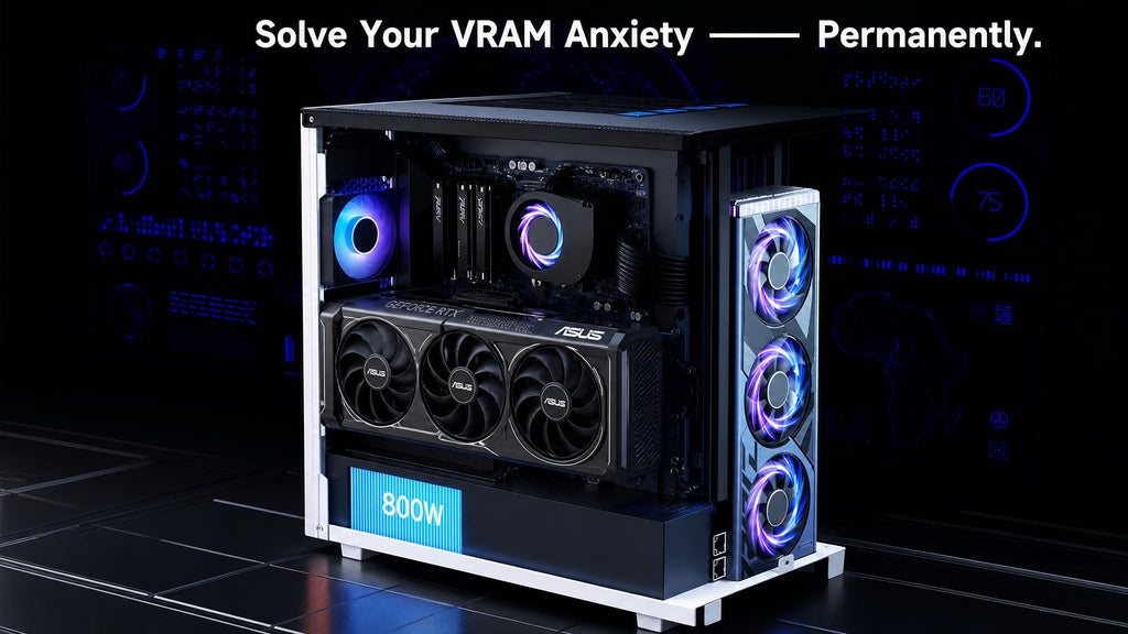 NIMO AI Station NAS Server AMD Ryzen 7 PRO with B70 Graphics Card | Built-in 800W Power Supply, 3x PCIe 4.0 SSD, USB4, SD UHS-II, 3.0 Inch Touch LCD for AI Developers & Video Creators