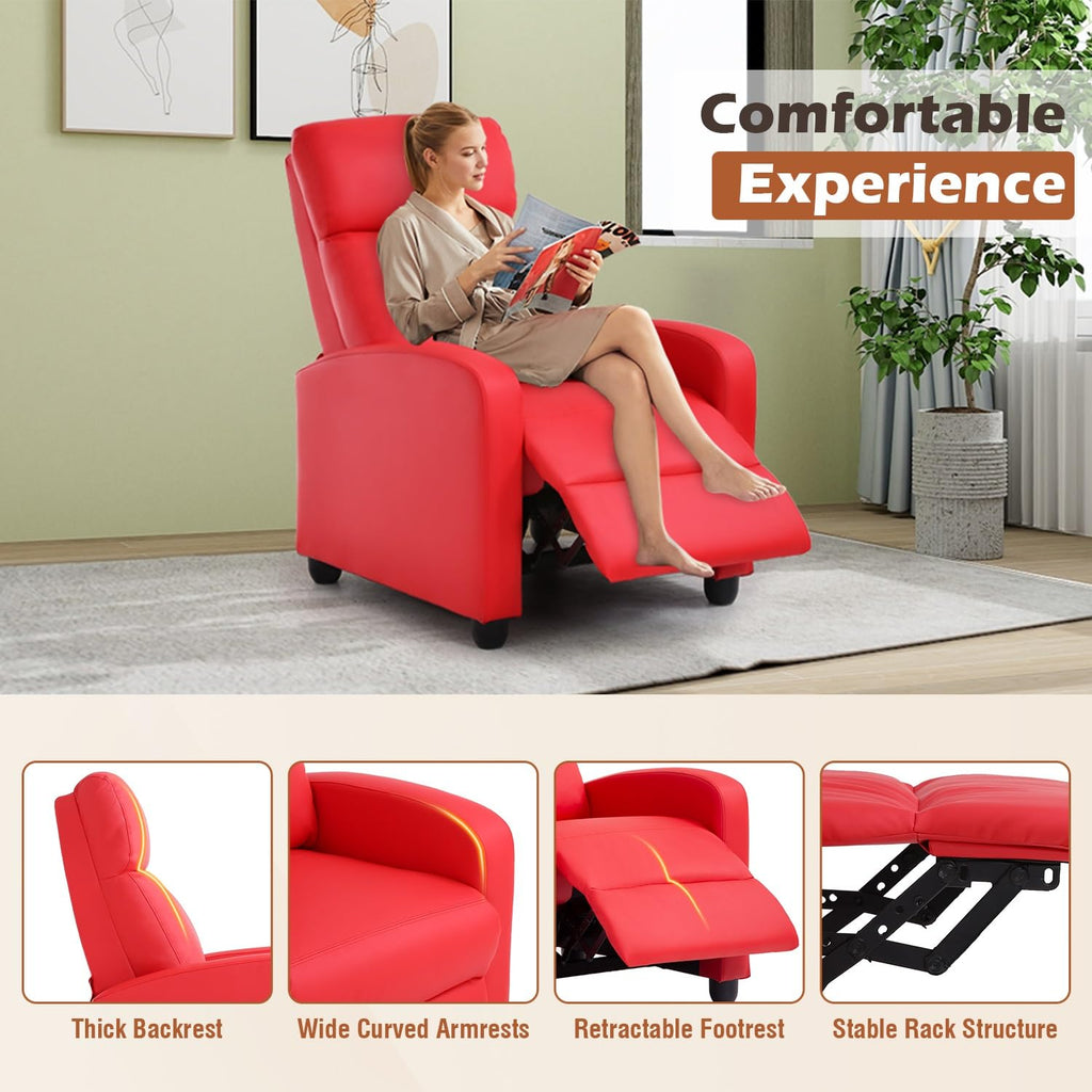 BestMassage | Recliner Chair | with 2 Point Massage Function | Pu Brown | with Lumbar Support, Adjustable Push Back, Footrest & Padded Seat | Easy Assembly | for Living Room, Home Theatre