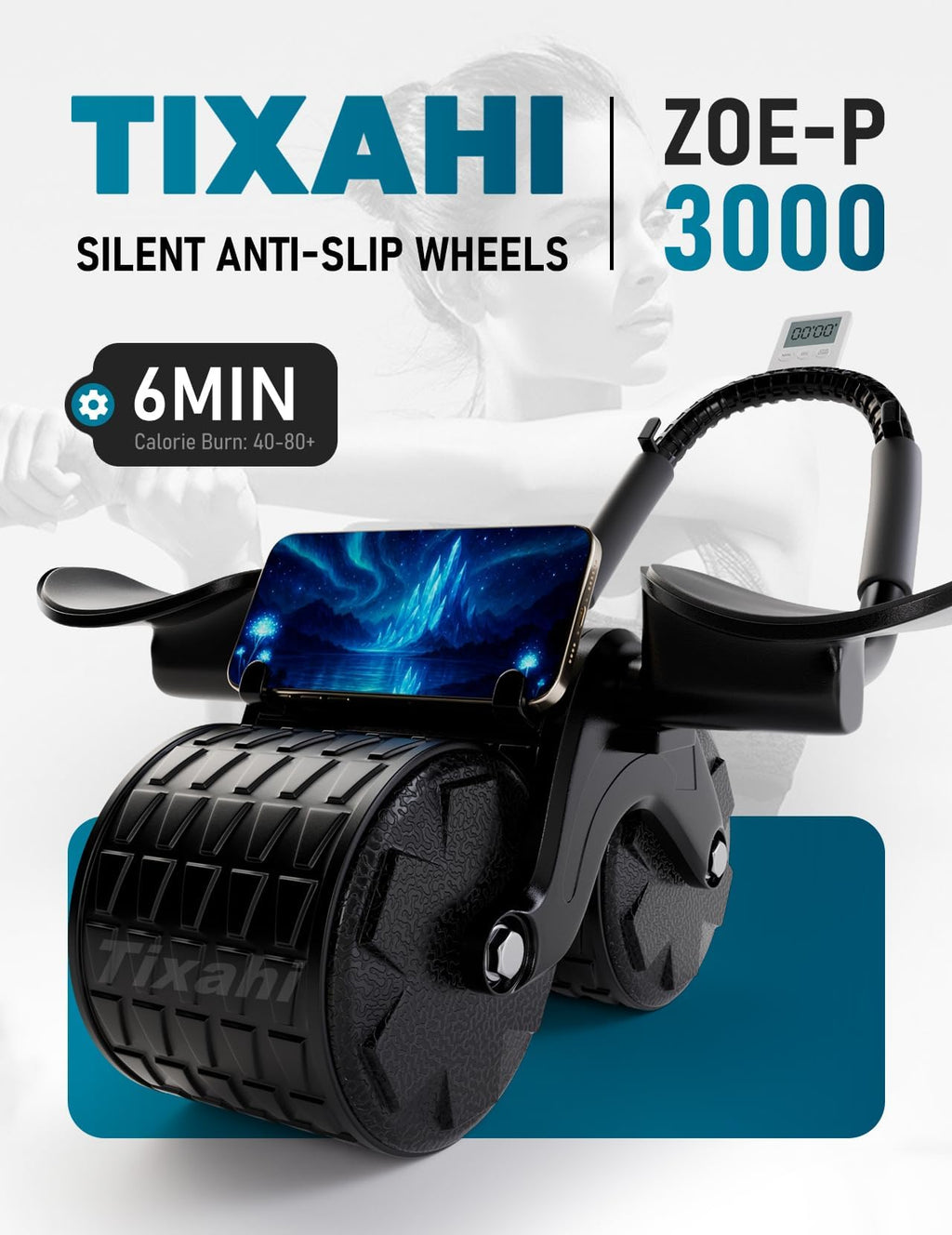 2026 Upgraded Automatic Rebound Ab Roller with Elbow Support, Dual Wide Wheel Ab Workout Equipment for Core Strength Training, Silent Ab Wheel for Beginners Men Women Home Gym Fitness