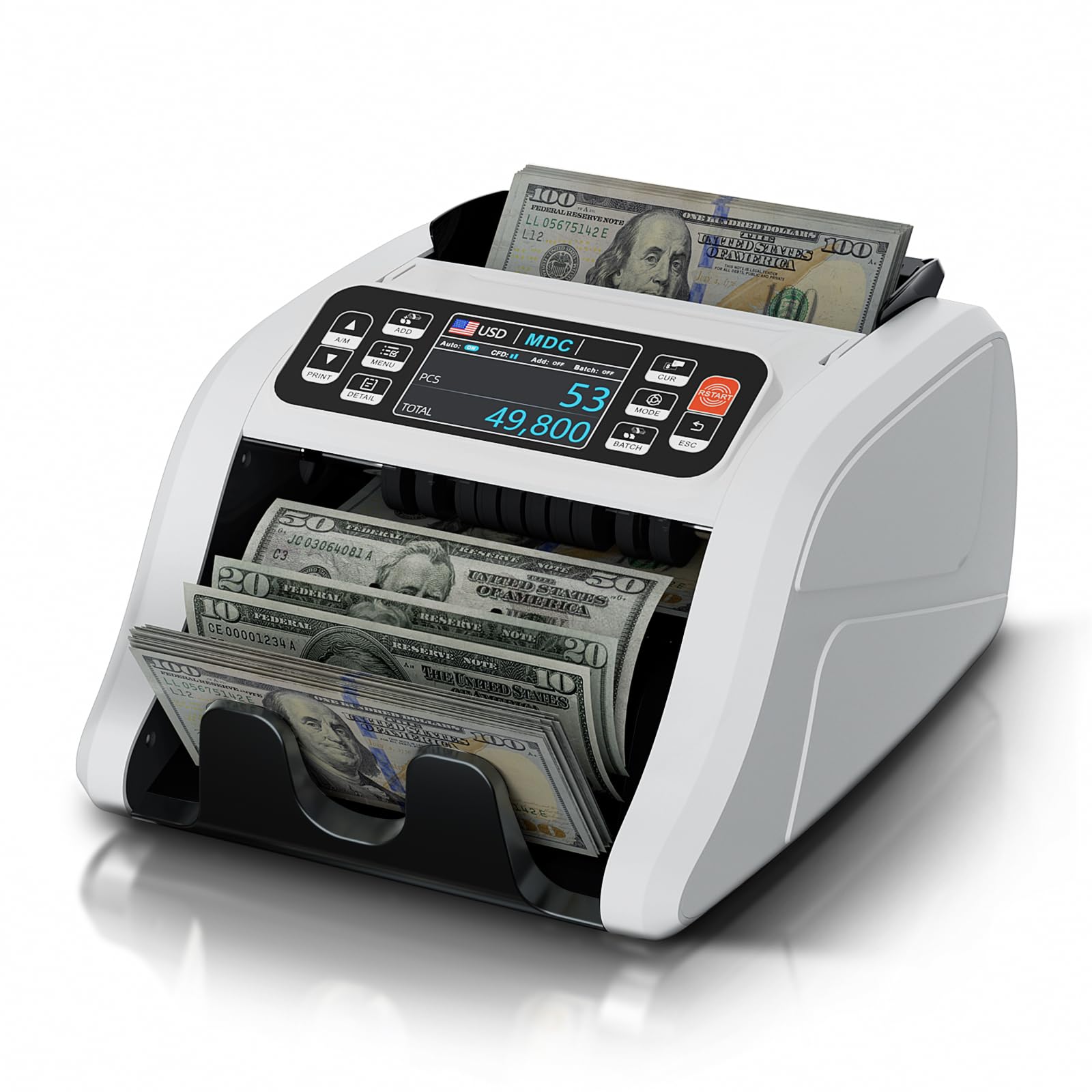 Aneken N60 Money Counter Machine Mixed Denominations, Cash Counter with 3.5” HD Dual TFT Display, UV/MG/IR/DD Counterfeit Detection, Printer-Ready Bill Counting Machine for Business, Upgraded Version