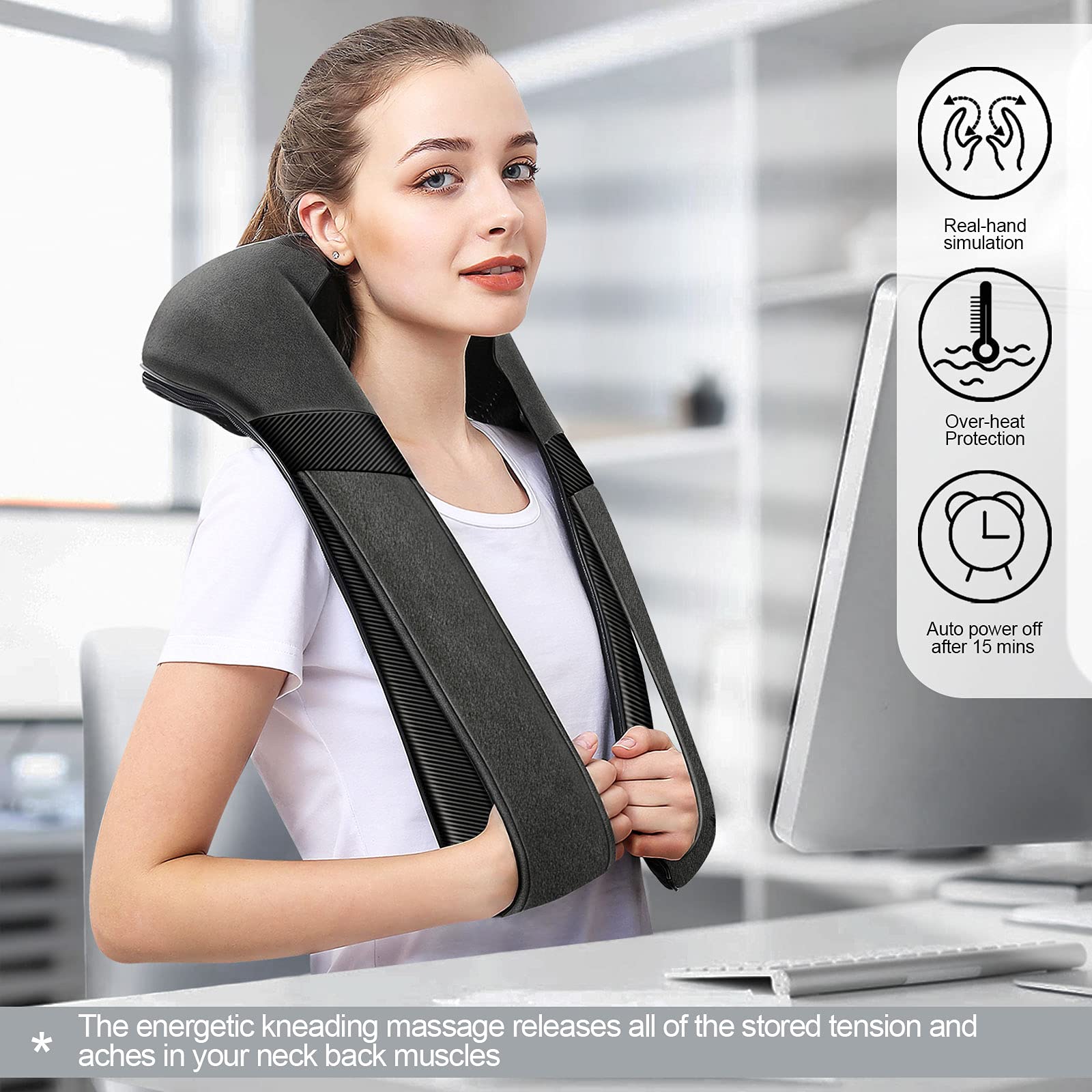Mirakel Fathers Day Dad Gifts for Husband Men, Neck Massager for Pain Relief Deep Tissue, Electric Shiatsu Shoulder & Back Massager with Heat, Mothers Day Gifts for Mom Wife Women Her (NOT Cordless)