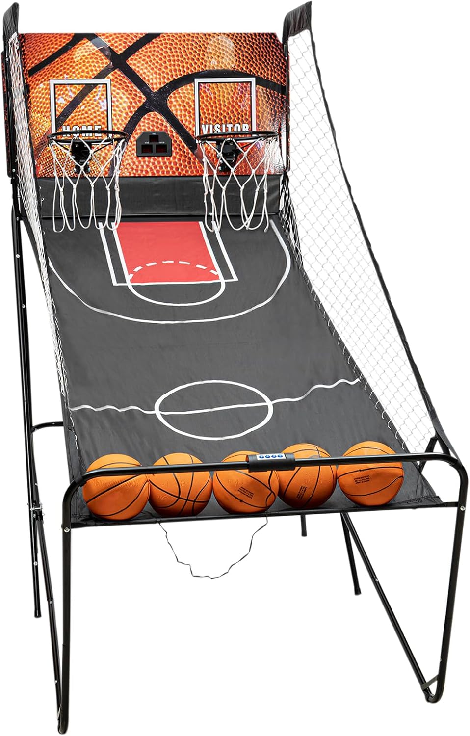 Dual Shot Basketball Arcade Game, Foldable Electronic Basketball Machine with LED Scorer and Timer, 8 Modes 2-Player Includes 5 Balls for Family Game Room Basement
