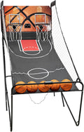 Dual Shot Basketball Arcade Game, Foldable Electronic Basketball Machine with LED Scorer and Timer, 8 Modes 2-Player Includes 5 Balls for Family Game Room Basement