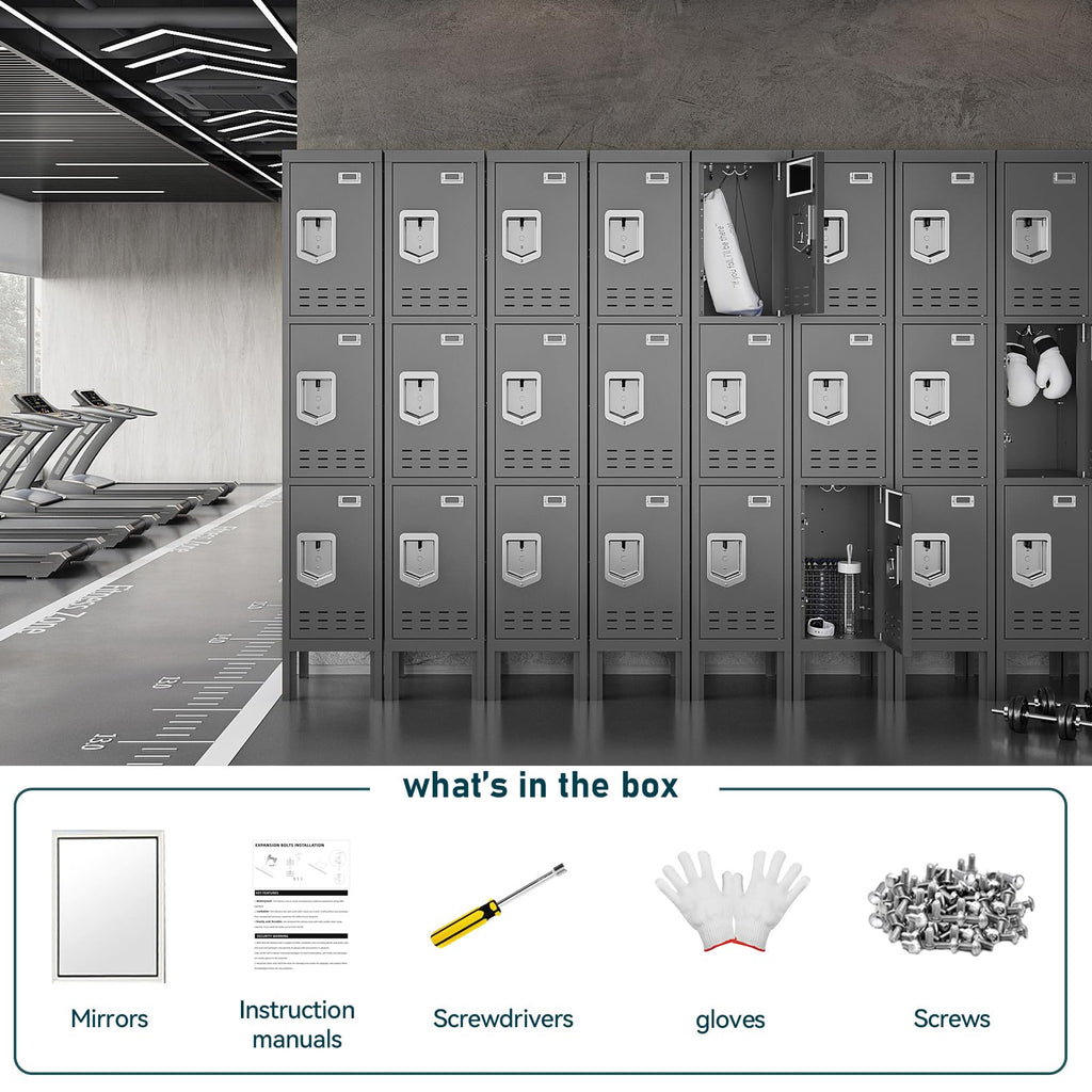 BUTISOW Metal Lockers - 66" Height Steel Lockers for Employees with 5 Door Storage Locker with Card Slot for Employees Gym School Home Office Garage - Assembly Required