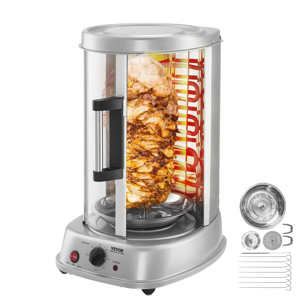VEVOR Shawarma Grill Machine, Chicken Shawarma Cooker Machine Countertop, Electric Stainless Steel Broiler Gyro Rotisserie Oven Doner Kebab Machine, for Home Restaurant Kitchen Parties