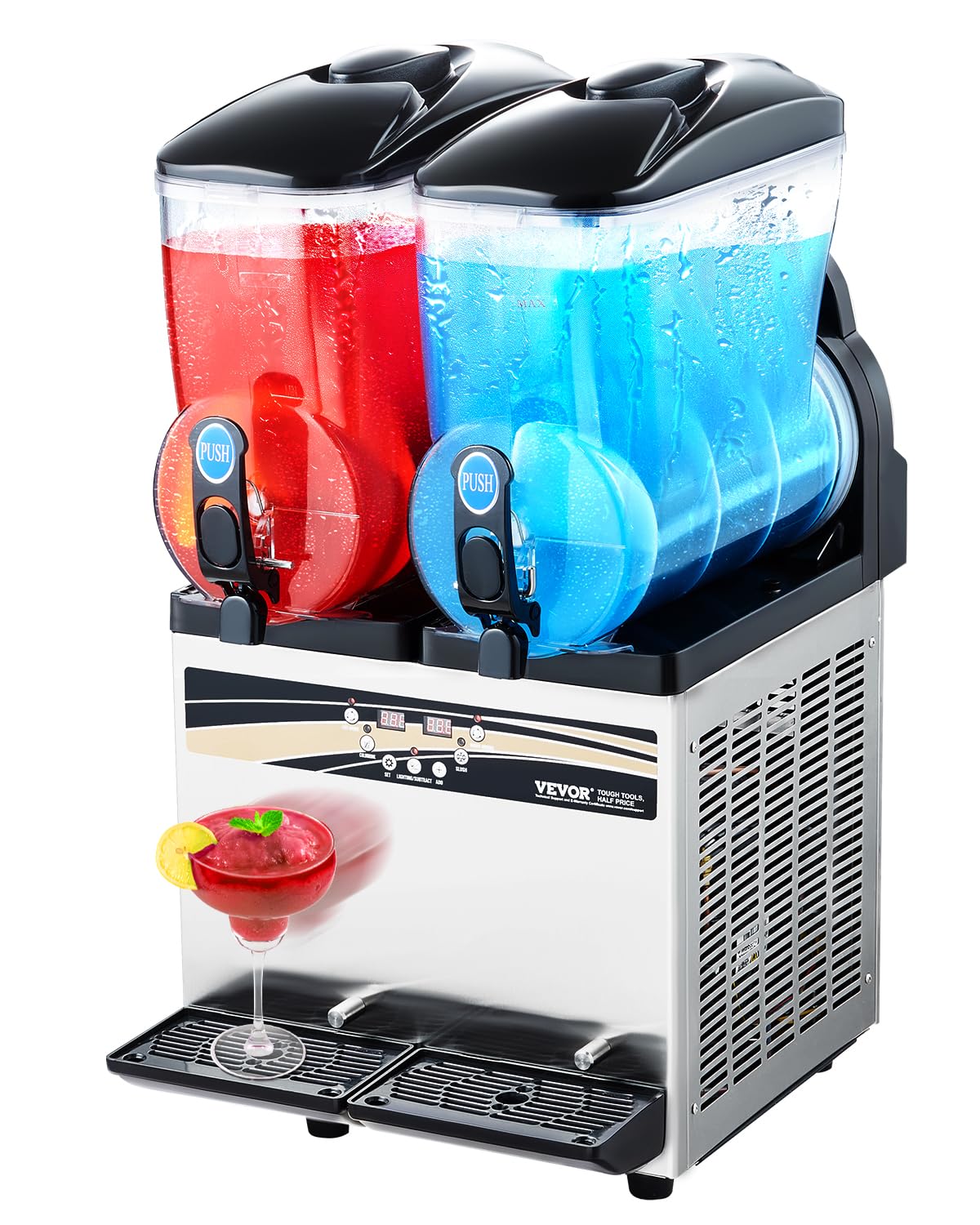 VEVOR Slushie Machine, 15L Single Tank Commercial Margarita Machine, 60 Cups Stainless Steel Margarita Smoothie Frozen Drink Machine, Slushy Machine for Home Party Restaurants Cafe Bars