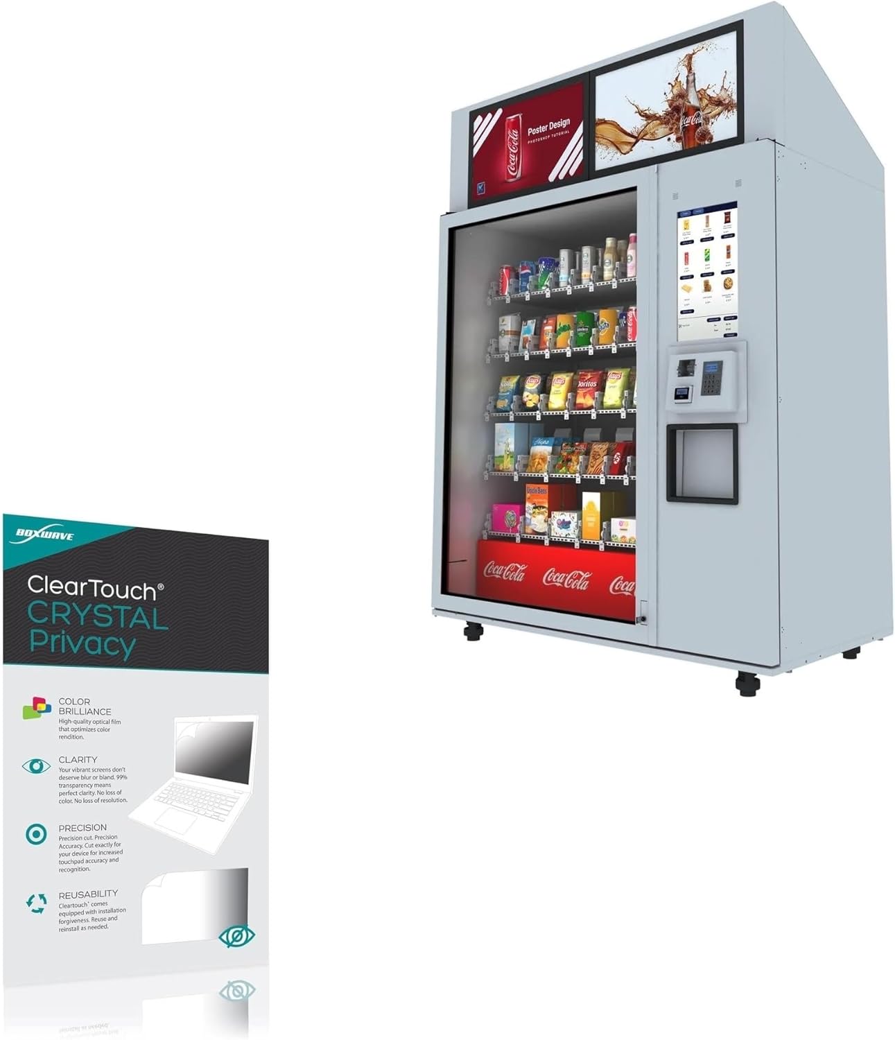 BoxWave Screen Protector Compatible With Eflyn R1-i88 Robomarket Smart Vending Machine - ClearTouch Crystal Privacy (2-Pack), Privacy Screen Protector Flexible Film Clear