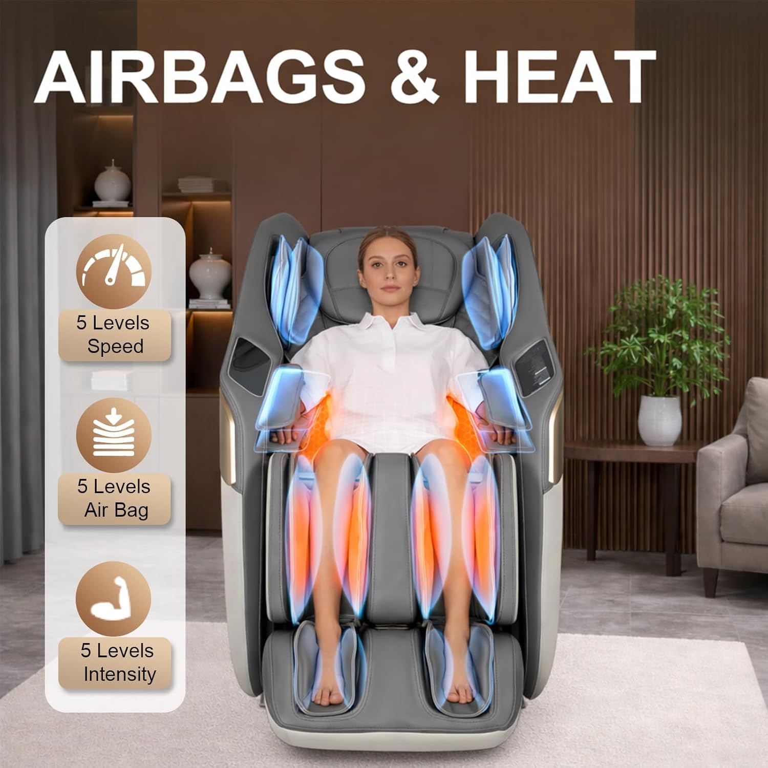 4D Massage Chair Full Body, 20 Modes Zero Gravity Massage Chair with 53.15 Inches SL Track, Foot Massage, Neck and Shoulder Massage, Shiatsu, Bluetooth Speaker, Home, Navy Blue