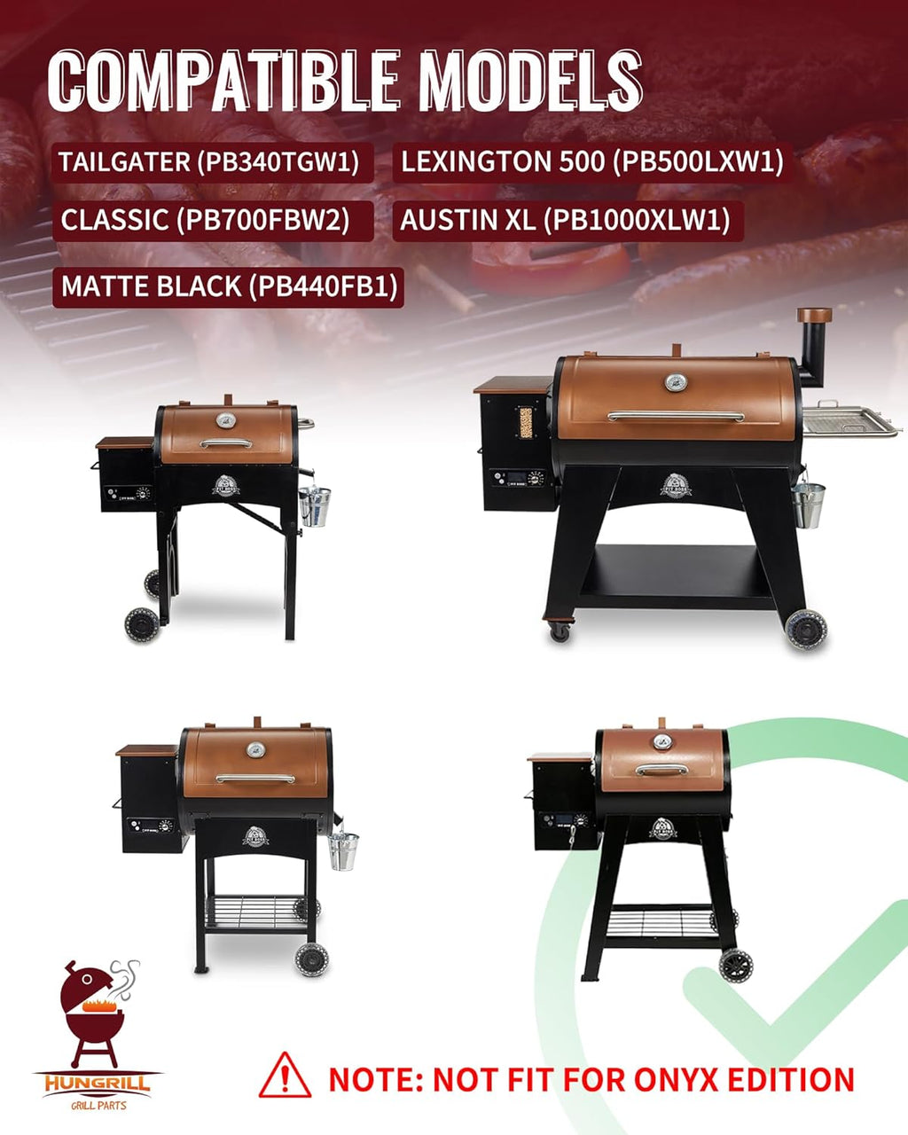 Trapezoid Upgraded Control Panel (AC03P7) Replacement for Pit Boss Copper Series Wood Pellet Grill Tailgater, Lexington, Classic, Matte Black, Austin XL (Excludes Onyx Edition), Come with 1 Hot Rod