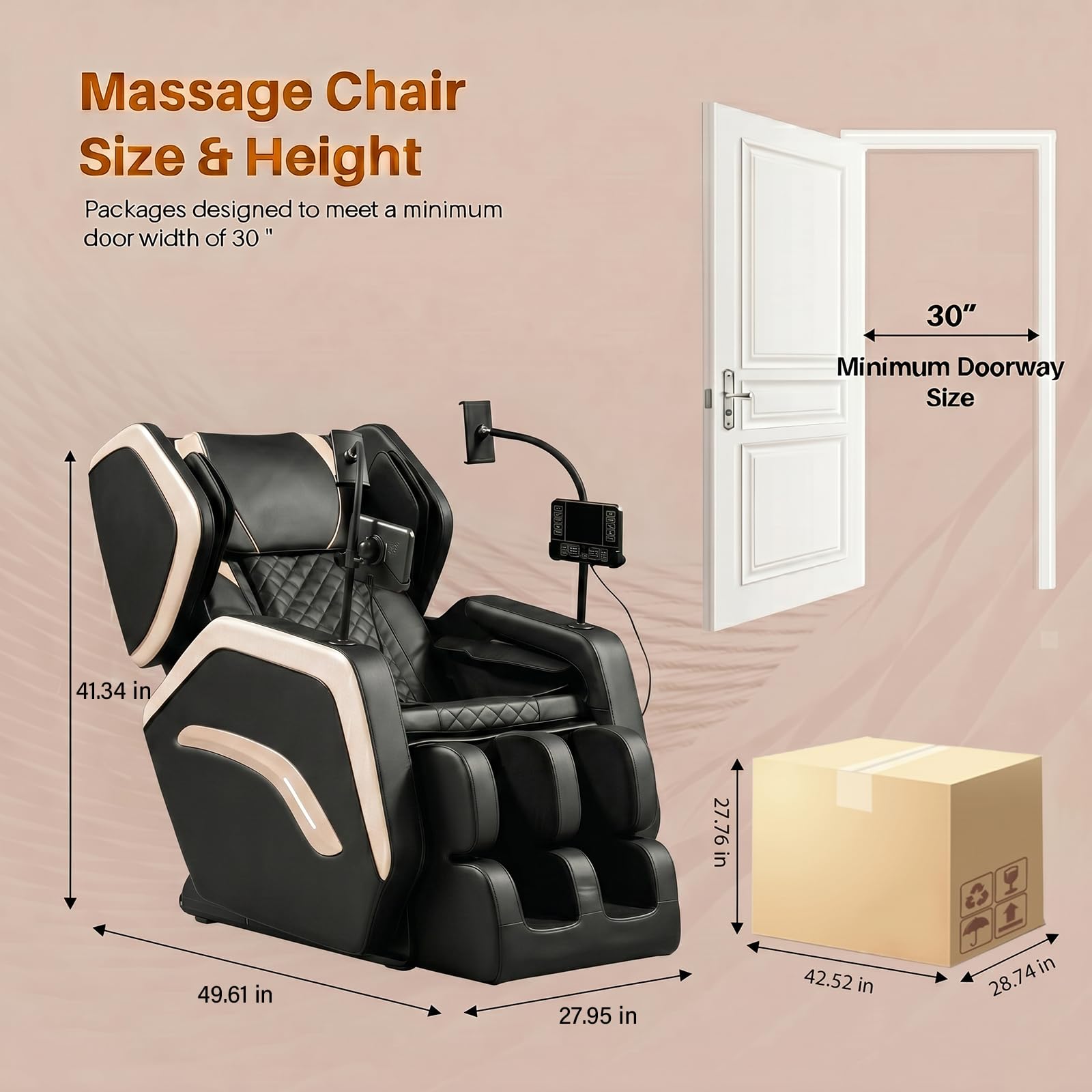 Massage Chair Full Body, Zero Gravity Recliner Massage Chair with Back Heat, 8 Fixed Rollers, Foot Massage, Airbags, Touch Screen for Home and Office