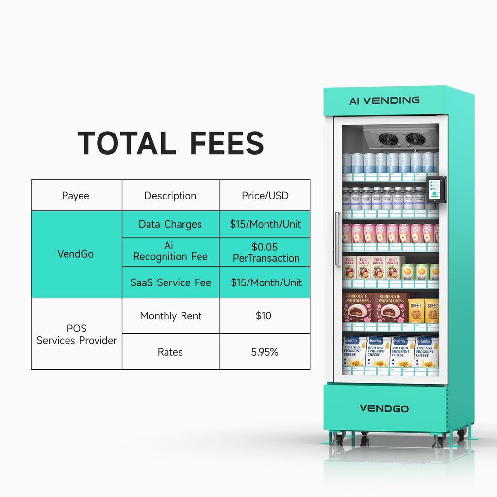 Smart Ai Vending Machine with Card Reader, Snack & Drink Combo, 6-Layer, 700 Can (300ml) Capacity, Refrigerated, Ai Visual Recognition & App Management, Vending Machines for Business