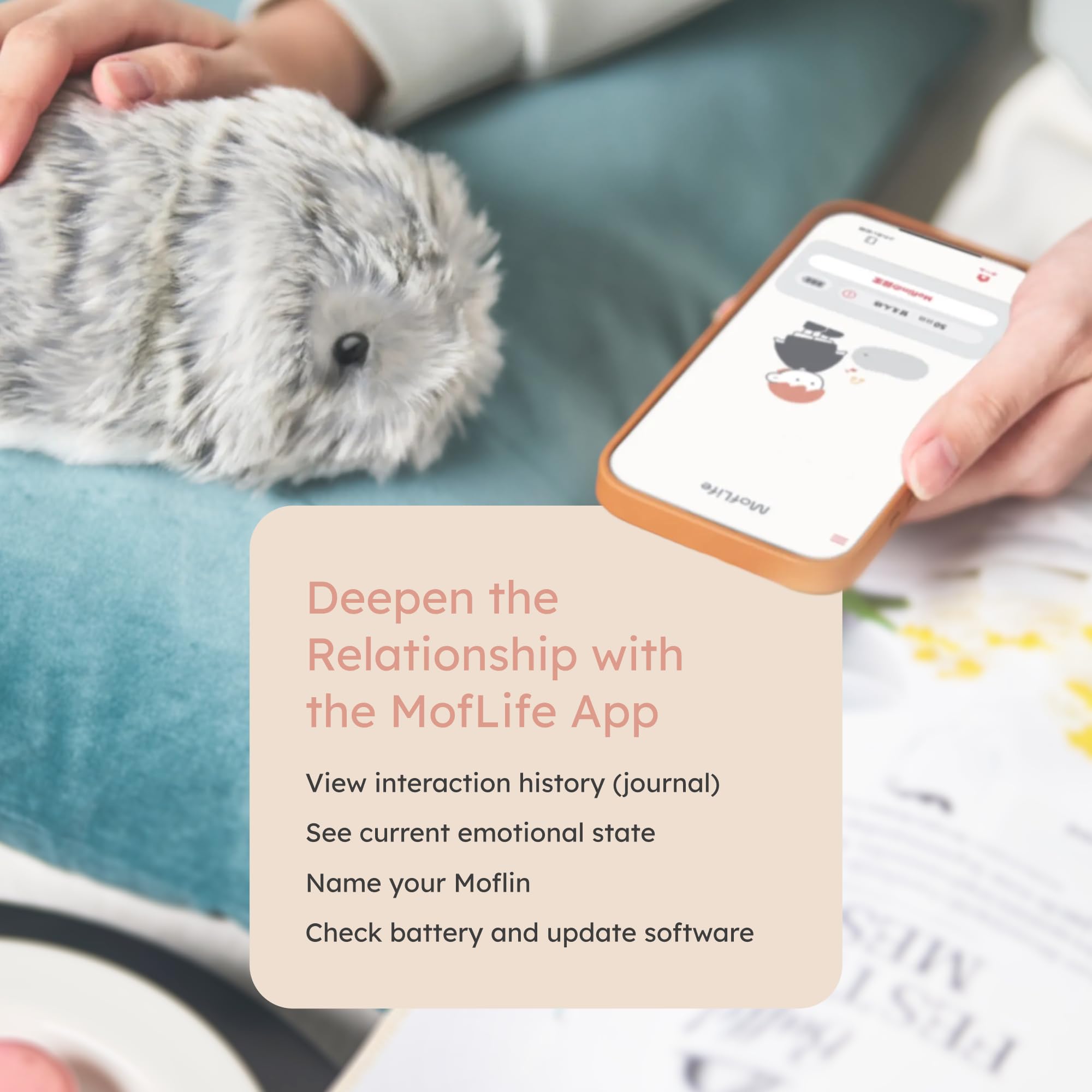 Casio Moflin Smart Companion Powered by AI Interactive Smart Companion with Emotional Evolution and MofLife App Compatibility for Stress Relief and Reassurance (Gold)