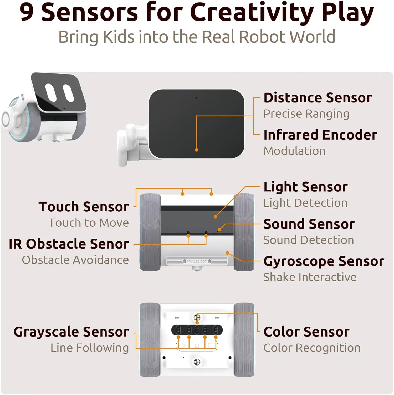 WhalesBot Pubbo Air Smart Interactive Robot for Kids, Voice/Touch/APP/Remote Control, Modular/Scratch Coding, Companion Robotic with Sensors, STEM Educational Toy for Boys Girls 4 5 6 7 8 9 10