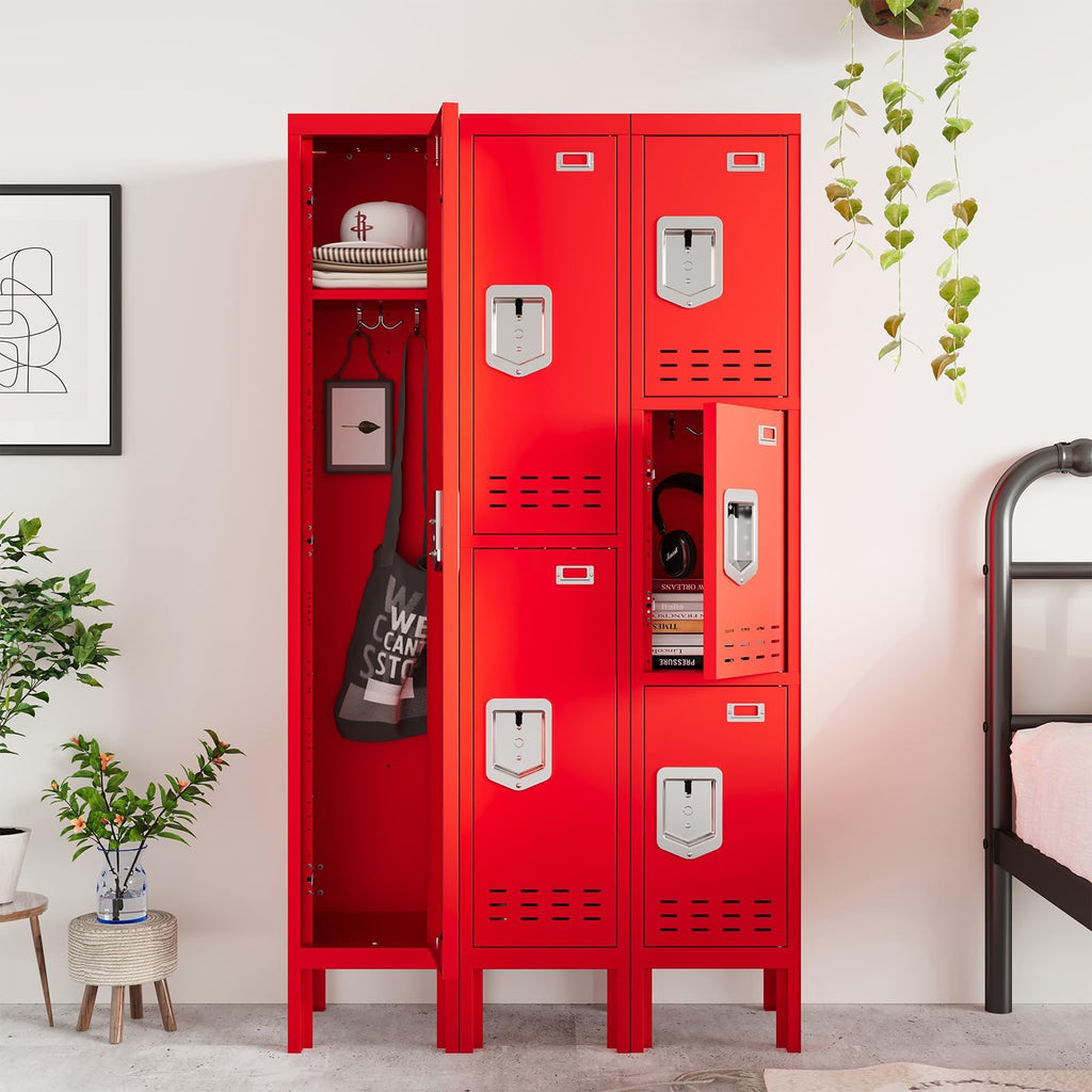 BUTISOW Metal Lockers - 66" Height Steel Lockers for Employees with 5 Door Storage Locker with Card Slot for Employees Gym School Home Office Garage - Assembly Required