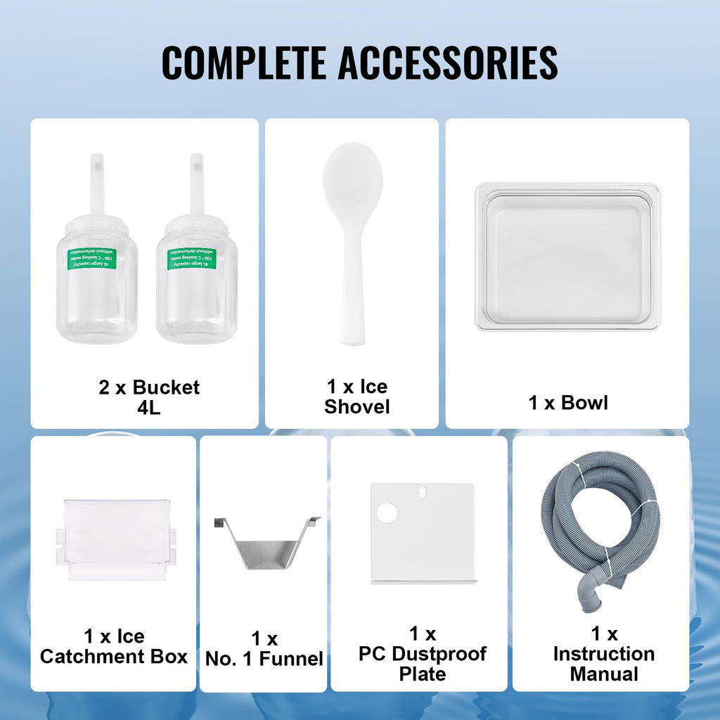VEVOR Commercial Snowflake Ice Machine, 397LBS/24H Snowflake Ice Maker, Stainless Steel Ice Shaver Machine, Electric Snow Cone Maker, Liquid Cooling System for Rapid Heat Dissipation, Ice Cream