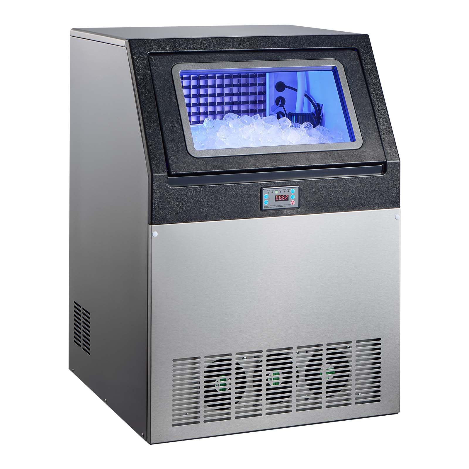 VEVOR Commercial Ice Maker Machine, 100 lbs/24h with 30-35 lbs Storage, Bullet Ice,Built-in/Freestanding/Under Counter, Stainless Steel Ice Maker with LED Display for Home Bar Restaurant