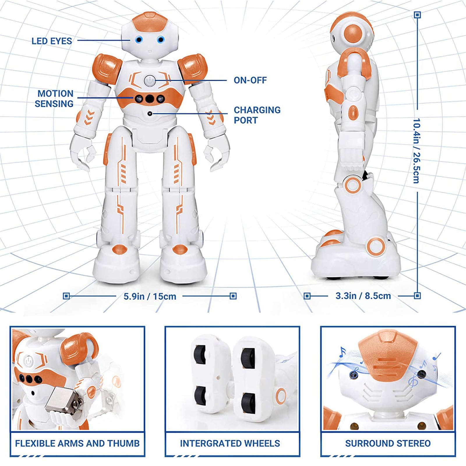 KingsDragon RC Robot Toys for Kids, Gesture & Sensing Programmable Remote Control Smart Robot for Age 3 4 5 6 7 8 Year Old Boys Girls Birthday Gift Present