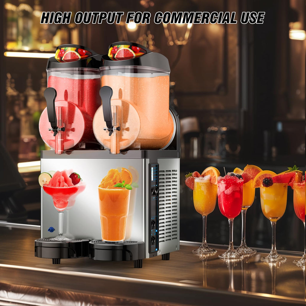 Ultimate Commercial Slushy Machine – 12X3 Tank Stainless Steel Slush Machine,Commercial Frozen Drink Maker for Juices, Margaritas, and Cocktails – Ideal for Bars and Restaurants