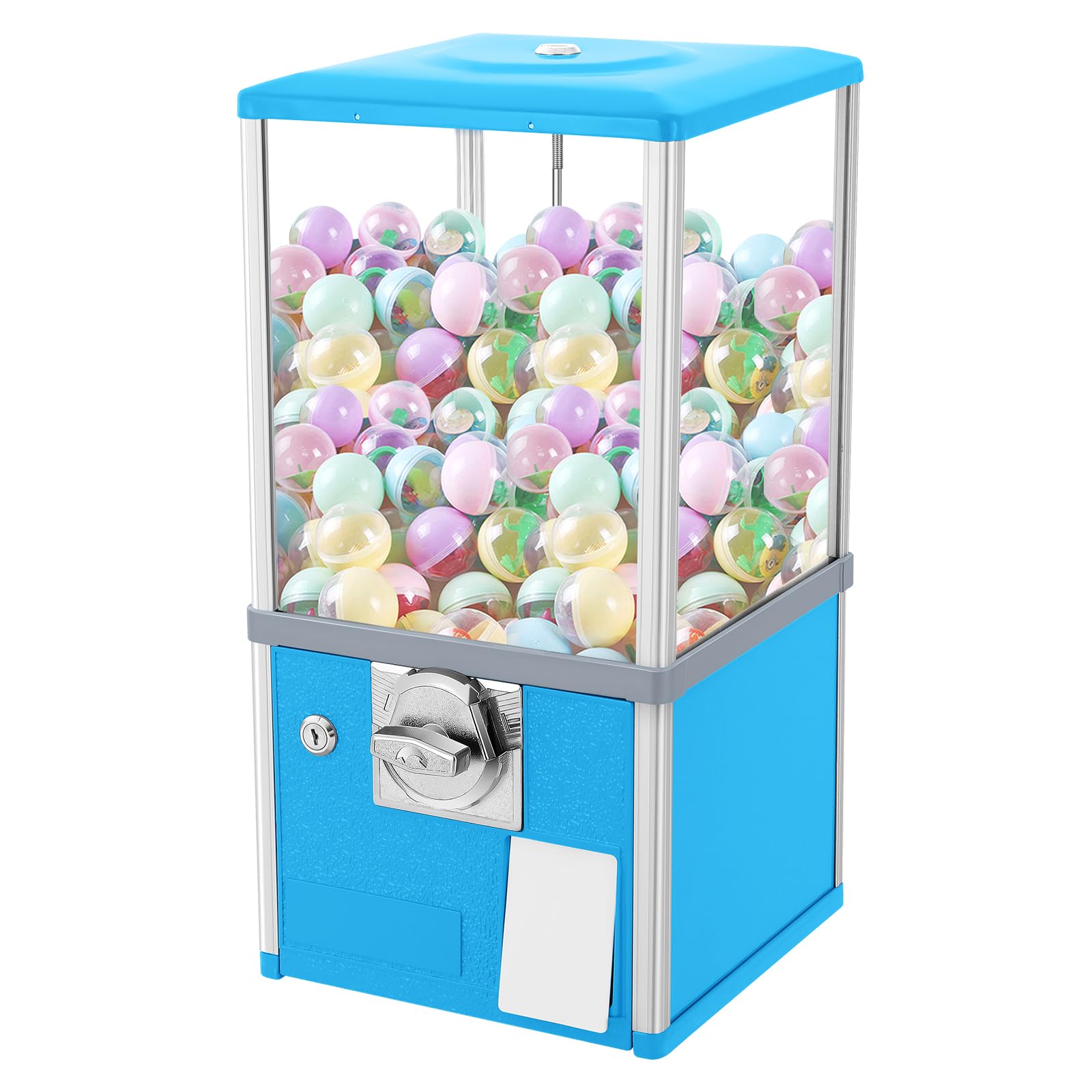 25 Cents Coin Operated Vending Machine, 1.77-1.97 Inch Spherical Capsule Candy Dispenser Store Bulk Vending Machine for Game Stores, Retail Stores, Gumball Bank (Yellow)