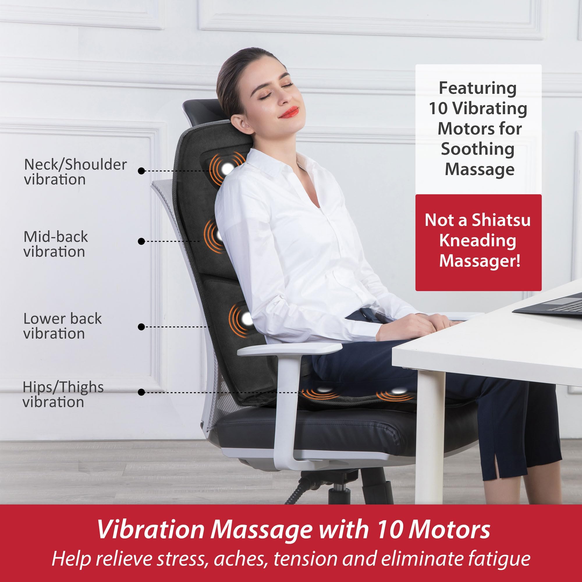 COMFIER Vibration Back Massager Seat Cushion with Heat,Father Day Dad Gifts for Men,10 Motors Massage Chair Pad,Chair Massager for Pain Relief at Office/Home, Father Day Gift