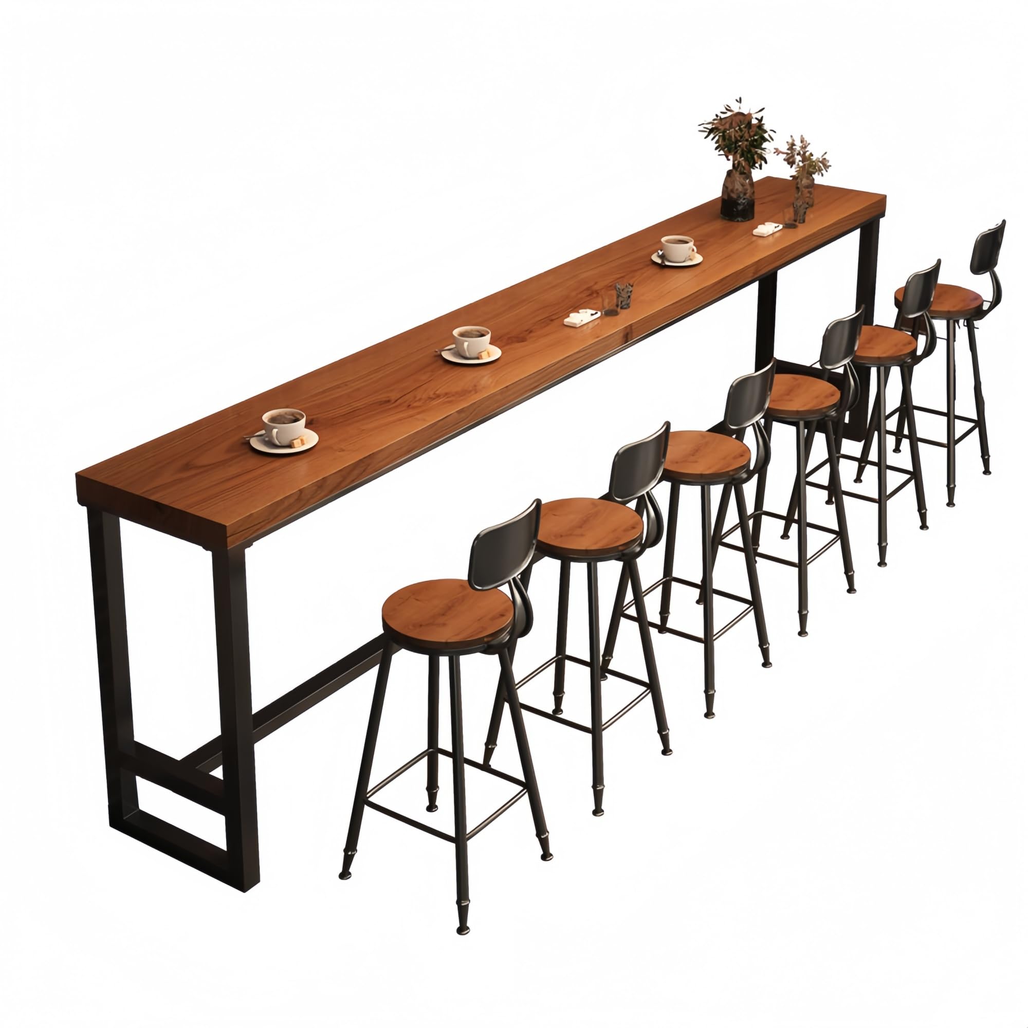 Farmhouse Bar Table Solid Wood Rectangle Bar Height Table Industrial Dining Room Counter Height Table for Kitchen Coffee Shop Window Small Space -Without Chairs (63" L x 15.7" W x 41.3" H)