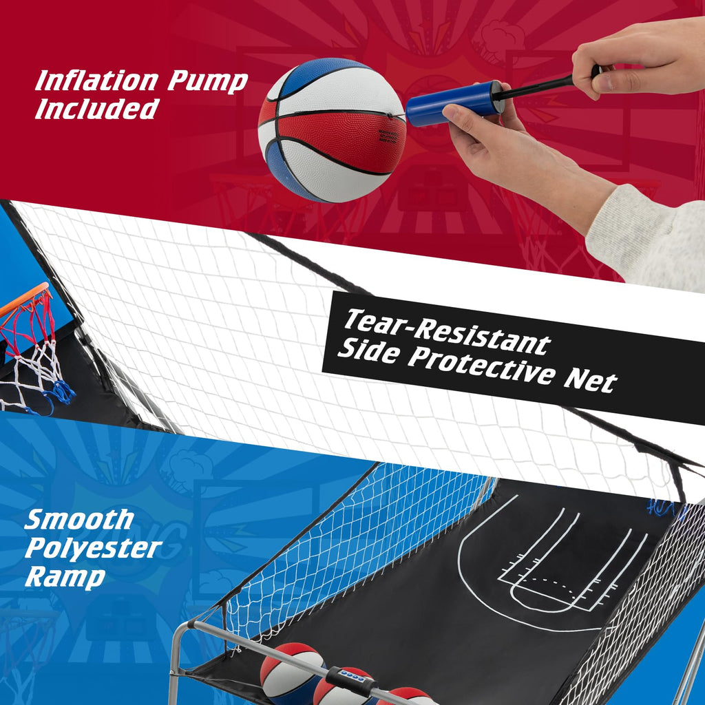 Giantex Foldable Basketball Arcade Game, 8 Game Options, Electronic Double Shot 2 Player w/ 4 Balls and LED Scoring System, Indoor Basketball Game for Kids, Adults