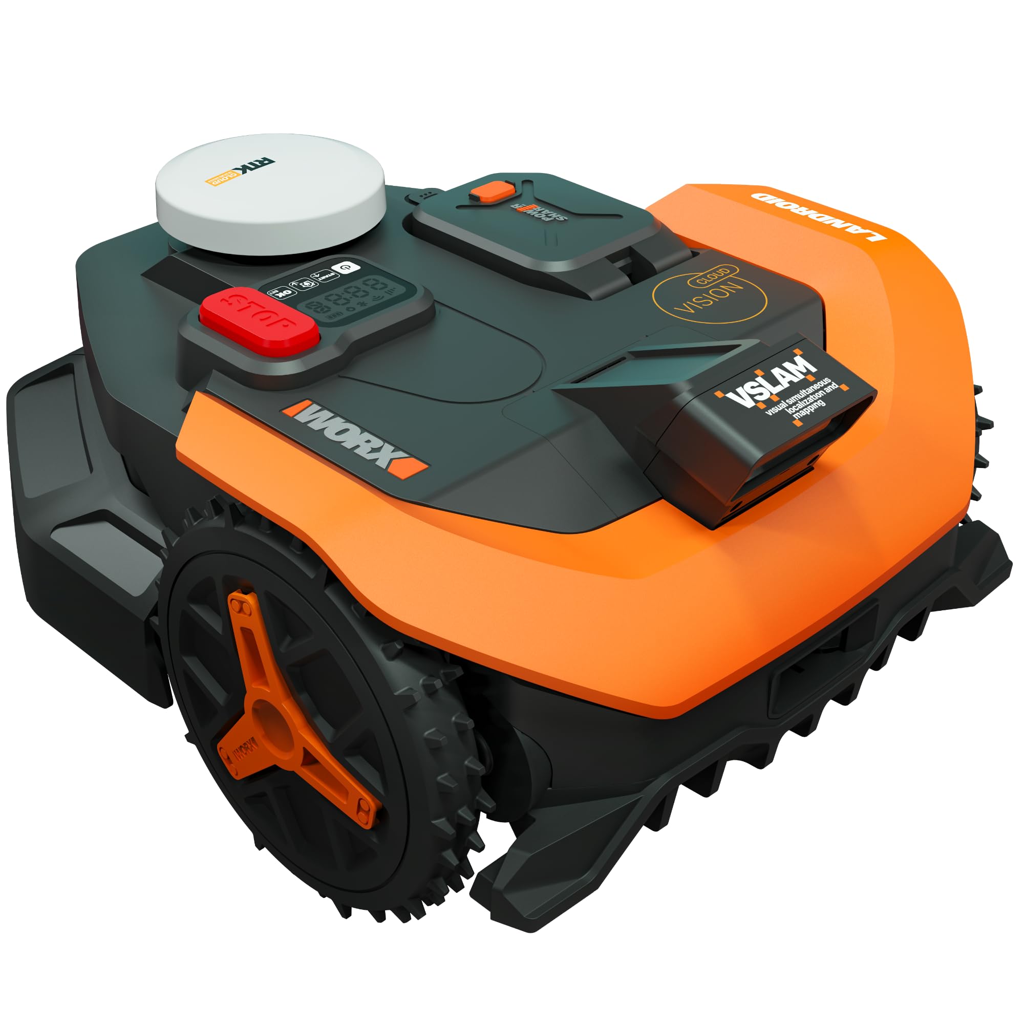 WORX Landroid Vision Cloud Robot Lawn Mower, No Perimeter Wire Robot Mower for 1/4 Acre, AI Obstacle Avoidance and RTK Cloud Navigation, 30% Slope, Auto Mapping, App Control, WR310
