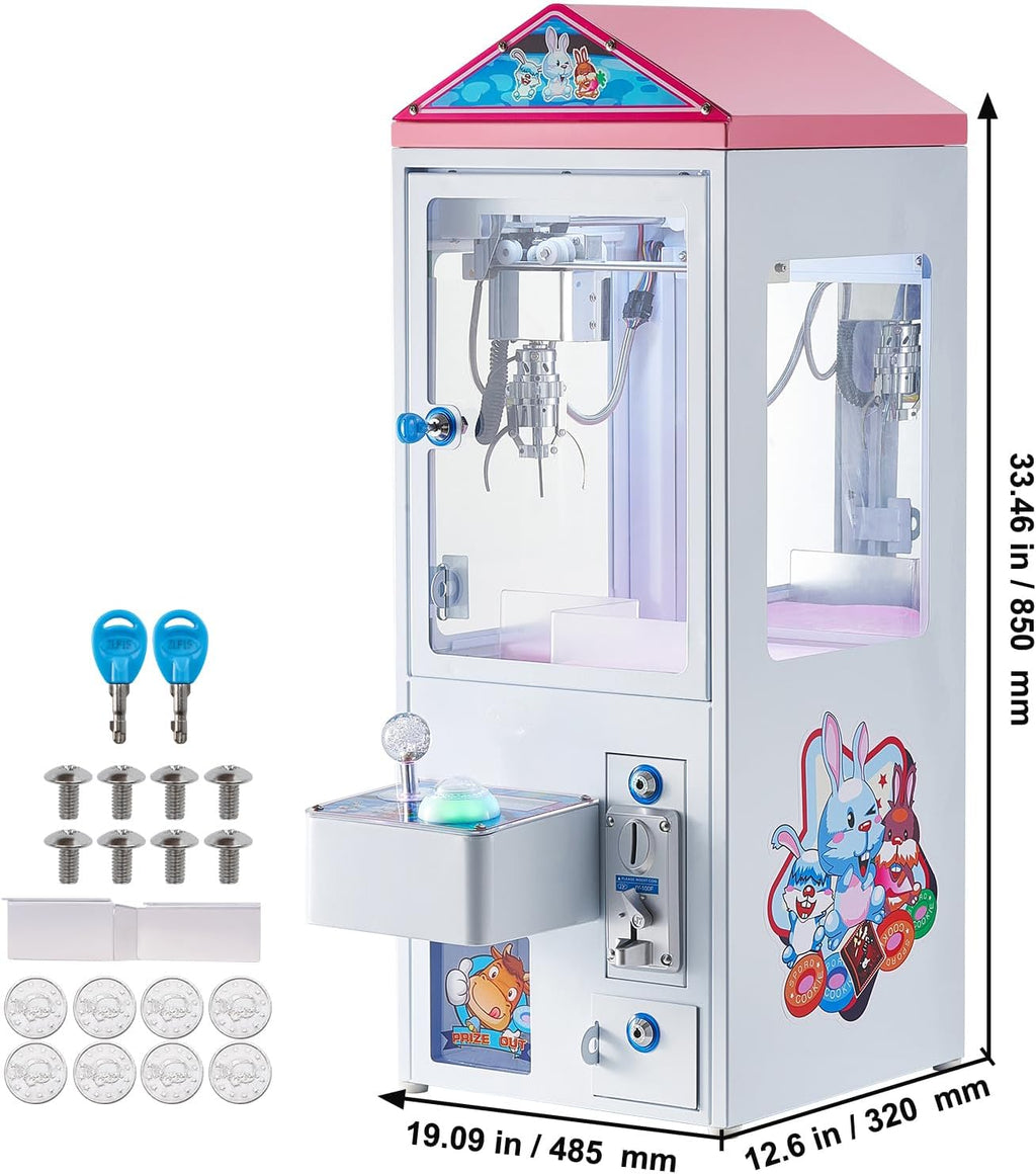Happybuy Claw Machine, 0-3” Jaw Diameter, 0-5” Jaw Lift, Arcade Prize Grabber, Fun Vending Crane Toy for Kids, Boys & Girls, with Lights & Sound, Commercial Use, Dispenser, Colourful Design