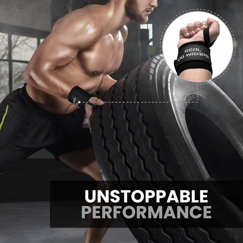 18" OG-Grade Wrist Wraps for Weightlifting – Heavy Duty Wrist Support with Thumb Loop & Lockdown Strap – Wrist Straps for Powerlifting, Bench Press & Gym Training