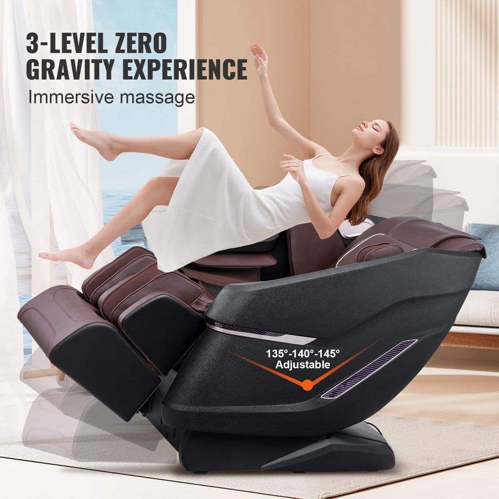 VEVOR Massage Chair - Full Body Zero Gravity Recliner with Multi Auto Modes, 3D Shiatsu, Heating, Bluetooth Speaker, Airbag, Foot Roller, and Touch Screen
