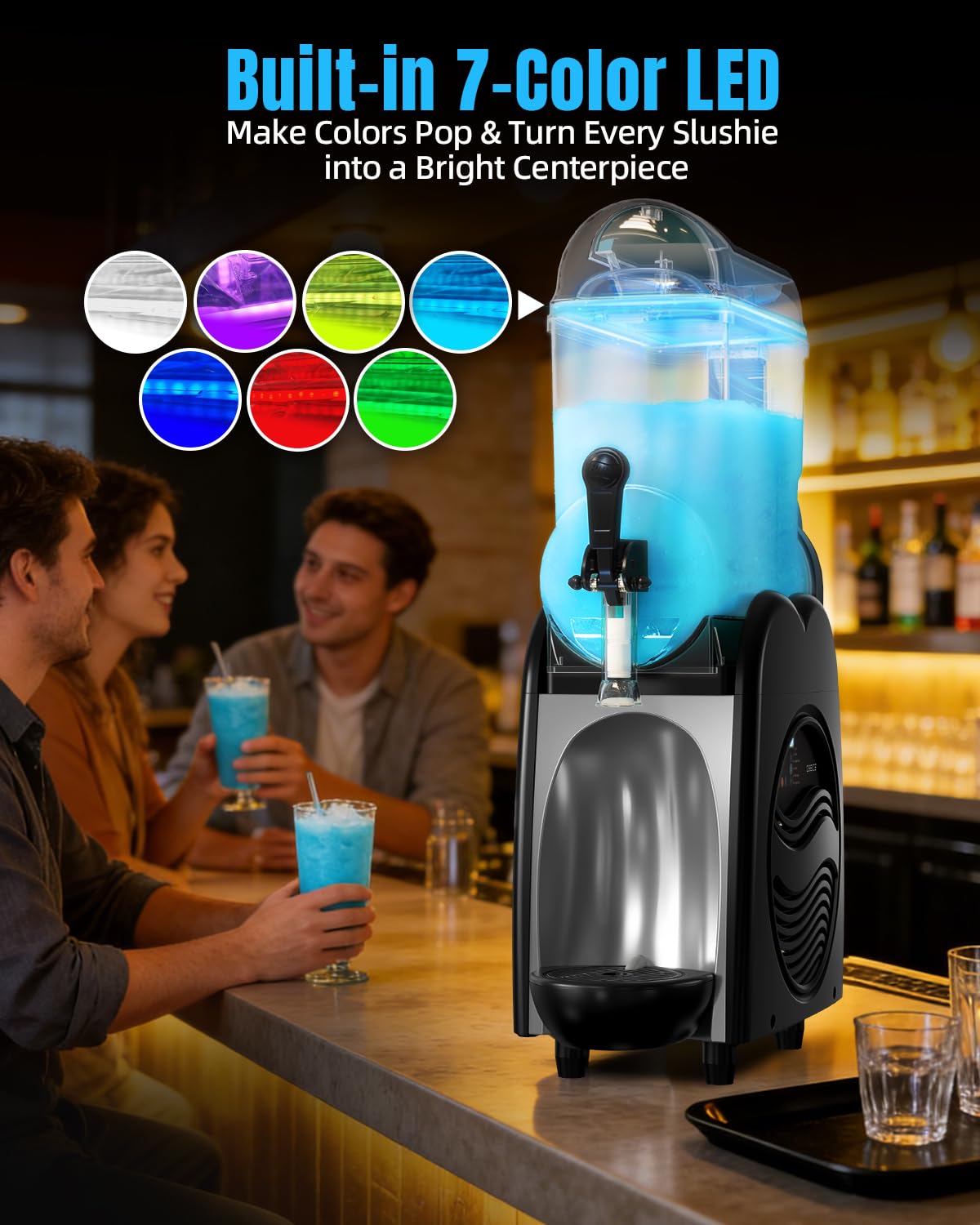 30L Commercial Slushie Machine, 2 Tank Margarita Machine, 80 Grande Cups Slushy Machine with Auto Clean, 8 Gal LED Frozen Drink Machine for Business, Mobile Bar, Party, Restaurant, 800W Fast Cooling