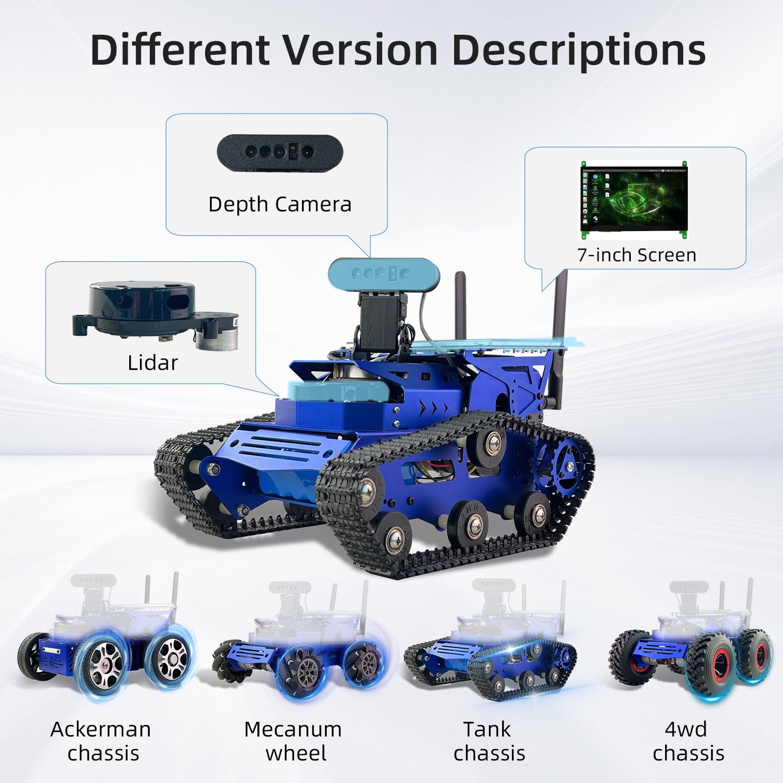 Jetson Nano ROS2 Robot Lidar Mapping Navigation 7in Touch Screen,Ackerman Smart Car Chassis Python Programming AI Visual Recognition for Adults Learning Education Kit(with Jetson Nano 4GB)