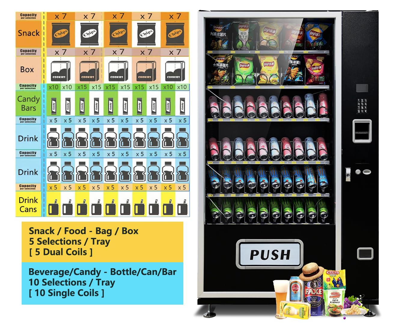 EPEX Extra Large Beverage Snack Combo Vending Machine with Stratified Temp Control - G660
