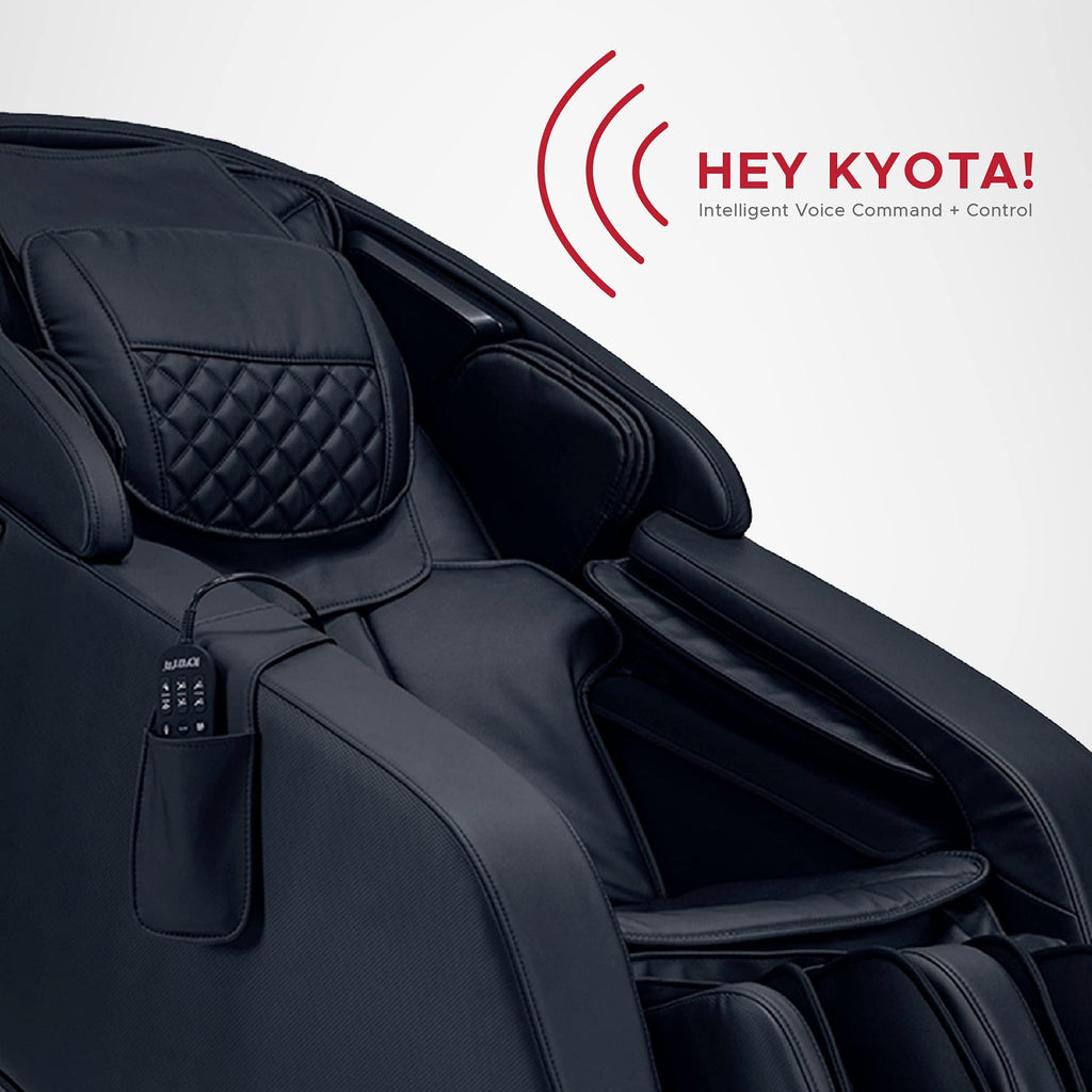 Kyota M380 Genki Massage Chair, Black, Modern Style, Zero-Gravity Recliner, Shiatsu Massage, Voice Controlled, Chromotherapy Lights, 50 x 30 x 40 inches, 200 lbs Weight Capacity