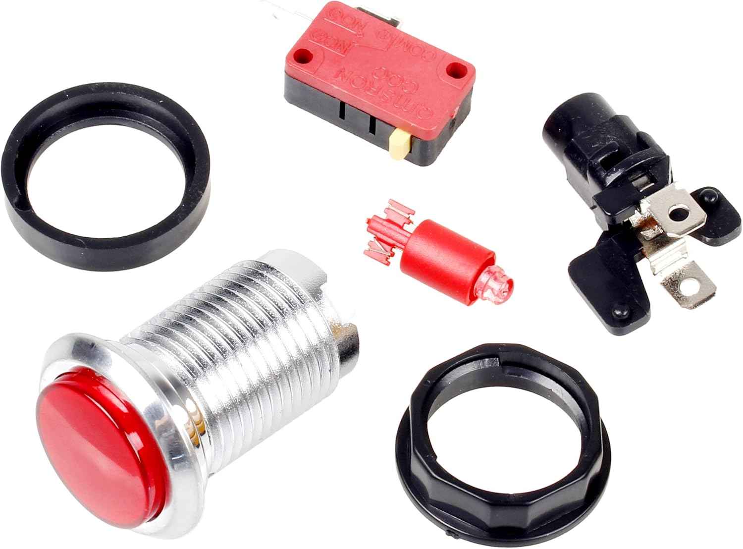 EG STARTS 10 Pcs/Lots Chrome Plating 30mm LED Illuminated Push Buttons with Micro Switch for Arcade Machine Games Mame Jamma Parts 12V Each Color of 2 Pieces