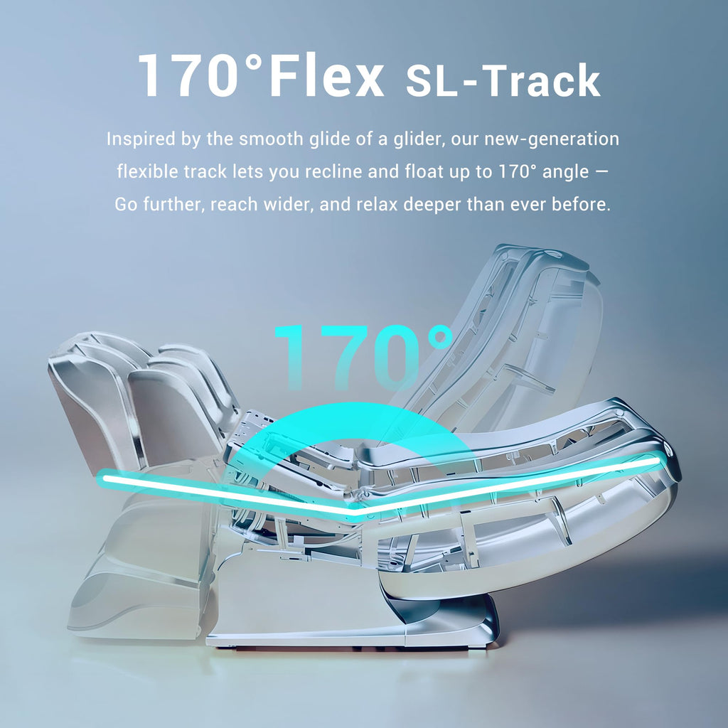MYNTA Massage Chair Full Body, 170° Flexible SL Track Shiatsu 3D Massage Chairs with Zero Gravity, Bluetooth Speaker, Airbags & Heating, MC1650(Grey)