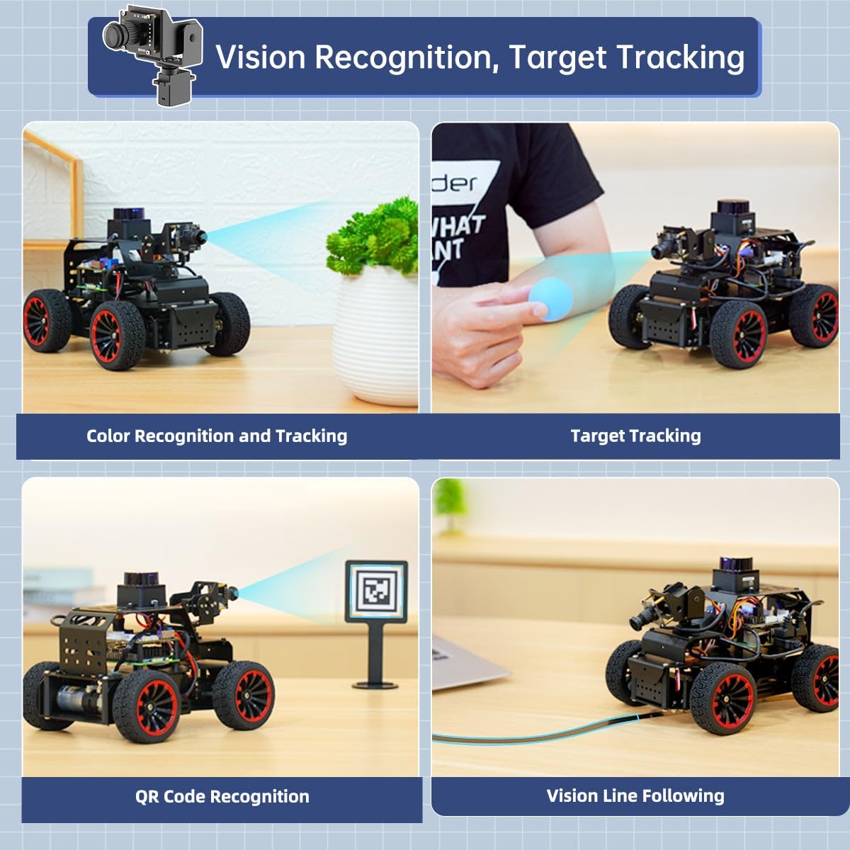 ROS2 Robot Car for RaspberryPi ChatGPT Large AI Model Programmable AI Vision Robot Ackermann Chassis SLAM Mapping Auto Driving Voice Control, Python Robotic for Adult, MentorPi A1 Standard & NO RPi